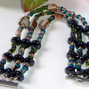 Christmasinjuly, Sale, MovableArt, Hematite Bracelet, Magnetic Healing Hematite - Shell Bracelet With Rainbow Czeh Beads