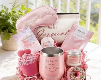 Rosa Self Care Geschenkbox für Frauen, Geburtstagsgeschenk für die beste Freundin, Entspannung Spa Geschenkset für Mama, niedliches Freundschaftspflegepaket