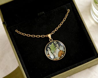 Personalisierte Muttertagsstrauß-Halskette - Benutzerdefinierter Harz-Blumenanhänger, Geburtstagsgeschenk, Epoxidharz-Schmuck, anpassbare Halskettenlänge