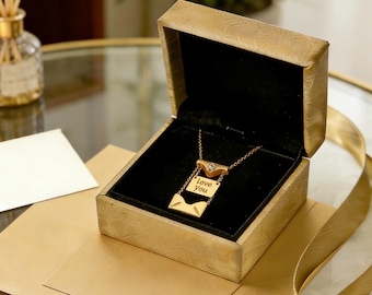 Secret Message Personalized Envelope Necklace, Hidden Message Necklace, Love Letter Necklace, Pouch Necklace for Mom,Locket Necklace,For her