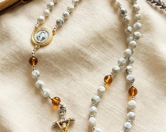 Handgemachte Rosenkranzperlen, Goldkruzifix, Wunderbare Maria Medaille, Katholisches Gebetsgeschenk, Religiöses Geschenk