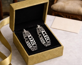 Personalized Letter Hoop Earrings  Customizable Stainless Steel Hoops  Mother's Day Jewelry Gift   Custom Name, Initial, or Date