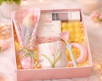 Blumenkasten mit Andenken, Geburtstag, Jahrestag, Dankeschön-Geschenk, gemütliches Morgenkaffee-Geschenkset, personalisierte Geschenkbox, ästhetisches Hauskaffeeset