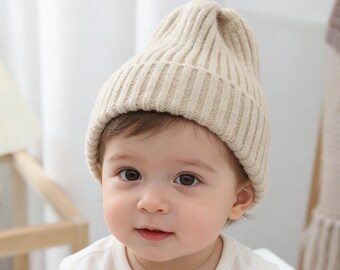 Baby Knit Beanie Hat,Infant Winter Hat,Soft Newborn Beanie,Toddler Ribbed Knit Cap,Unisex Baby Winter Accessory