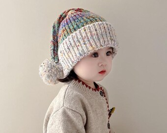 Handmade Baby Knit Beanie, Soft Pom Pom Winter Hat