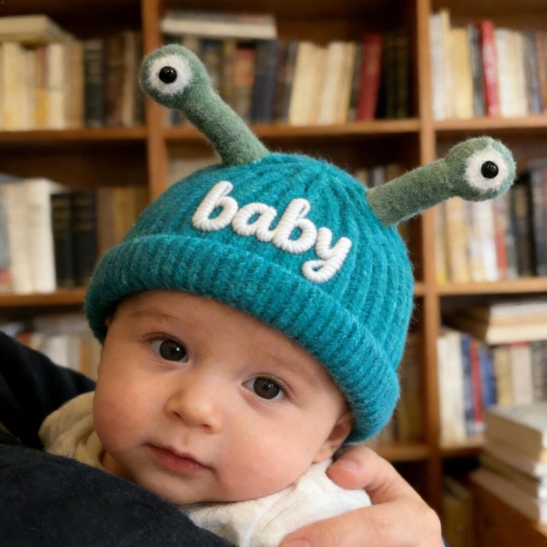Personalized Baby Beanie, Alien Antenna Hat, Embroidered Knit - Etsy