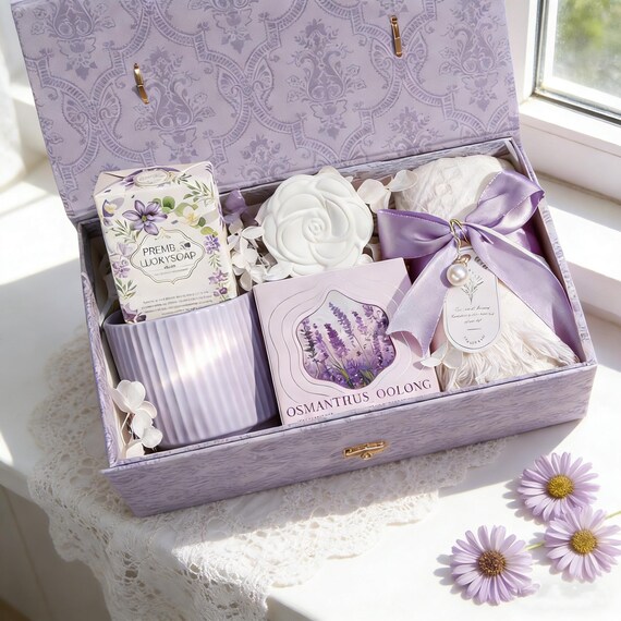 Self Care Gift Box for Women,Luxury Lavender Spa Gift Set,Mother’s Day Gift,Wedding Favor Box,Unique Birthday Gift for Her
