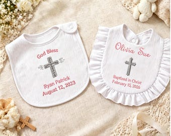 Personalisierte gestickte Babylätzchen, individuelles Taufgeschenk, Taufandenken, perfekt für Taufen, Babypartys und besondere Anlässe