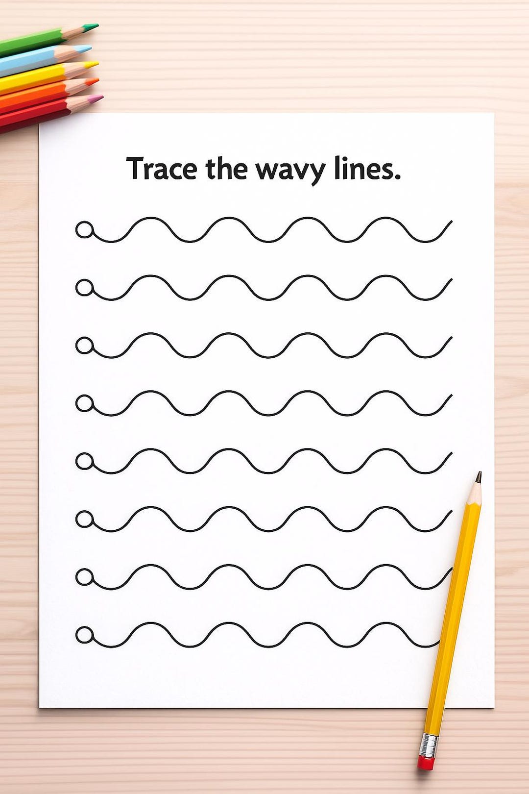 Wavy Line Tracing Worksheet – Preschool Fine Motor Skills – Curved ...