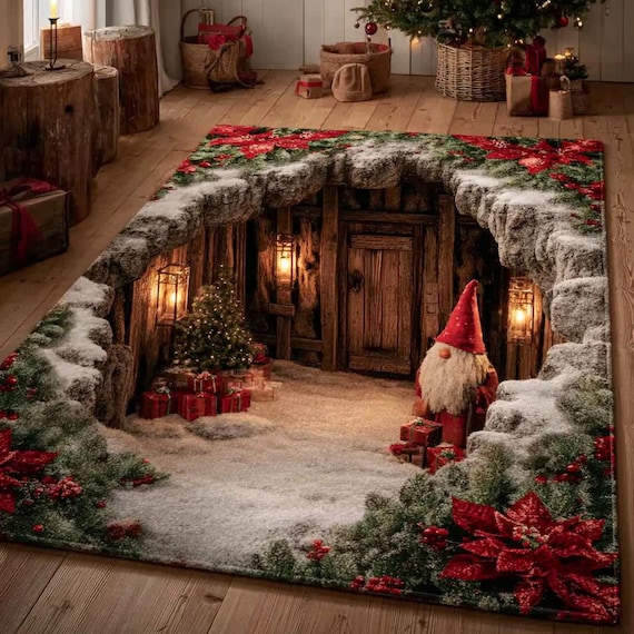 3D Weihnachts-Zwerg Teppich, Winterteppich