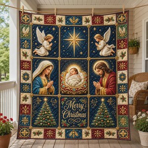 Julpyllning, filt till den heliga familjen, dekoration till kristen tro, religiös heminredning, minnessak till Jesu födelse