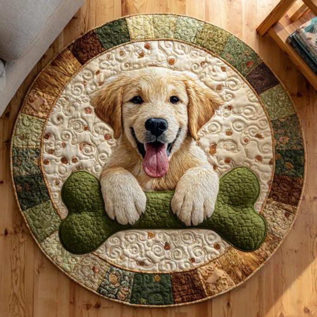 Round Pet Rug Golden Retriever Round Rug, Dog Print Floor Rug, Cozy Home Decor - Etsy