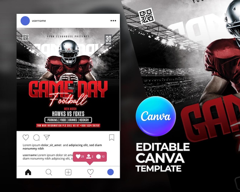 Game Day Football Flyer Template | Editable Canva Sports Poster ...