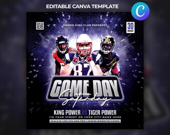 Game Day Football Flyer Template | Editable Canva Sports Poster ...
