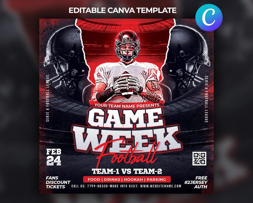 Game Week Football Flyer Template | Editable Sports Event Poster ...