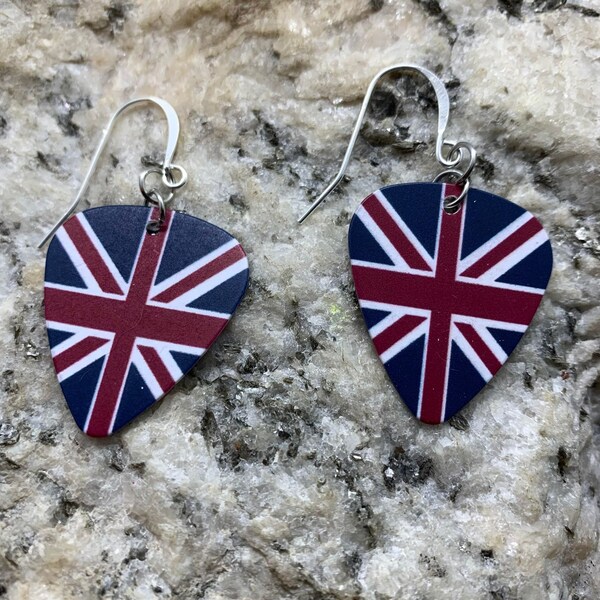 Union Jack British Guitar Pick Earrings, Funky Earrings, Weird Earrings, Guitar Earrings, Cool Earrings, Boho Earrings, Gift for Her