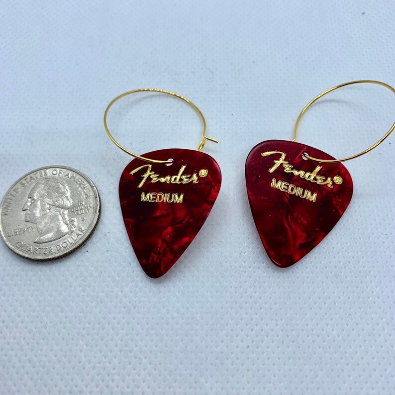Red Fender Guitar Pick Earrings birthday gifts for her Etsy
