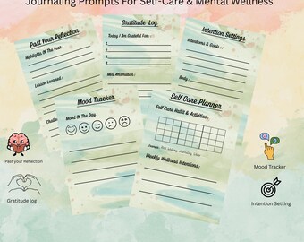 Mindfulness & Emotional Reflection Journal | New Year Self-Care Workbook | Gratitude And Mood Tracker | Printable PDF Download
