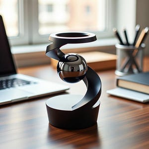 Kinetic Gravity Desk Toy, Premium Metal Gyroscope Spinner, Elegant Office Desk Gadget, Rotating Kinetic Sculpture, Unique Gift for Adults