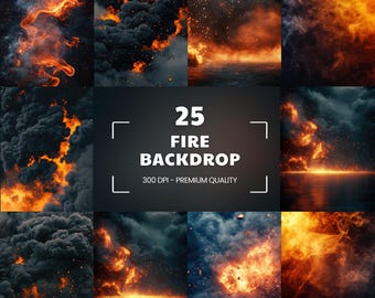 Smoke Fire and Sparks digital backdrop overlay set for sports photography, sports backgrounds, Smoke and fire effects photo background