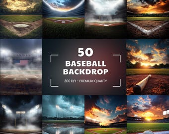 50 Cenários de Campo de Beisebol: Fundos para Pôsteres Esportivos (Download Digital)