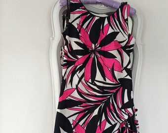 1960s Mod Pink Black Botanical Dress