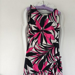 1960s Mod Pink Black Botanical Dress image 1