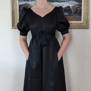 1960s Babydoll Mollie Parnis Elegant Puff Sleeve Gown Mollie Parnis Black Dress Small image 1