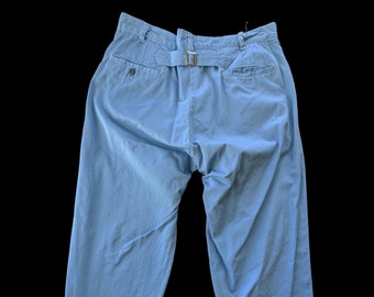 1940s - 1950s Rail Chief Buckle Back Blue Cotton Pants 33" waist