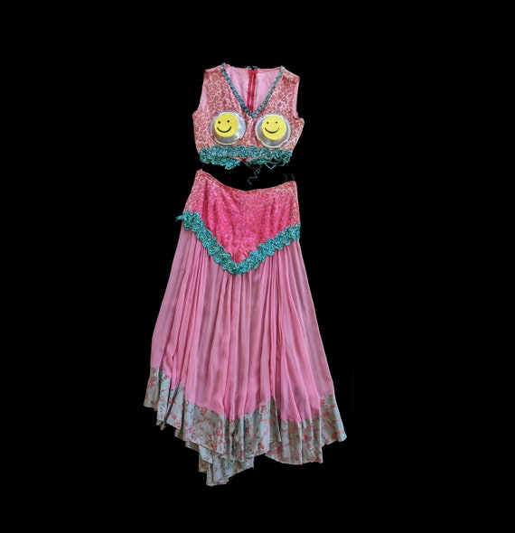 Odd 1960s Belly Dancer Smiley Face Costume