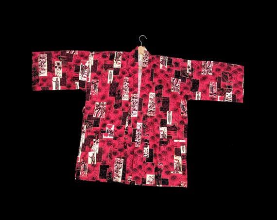 1950s Hawaiian Kimono Robe Pool Cover Up Tiki