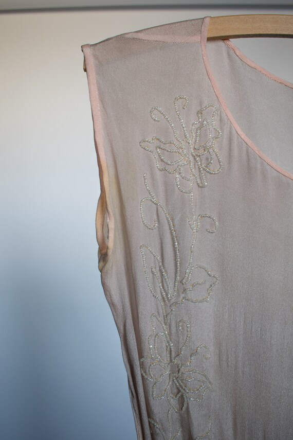 1920s Blush Butterfly Beaded Dress Small Gem