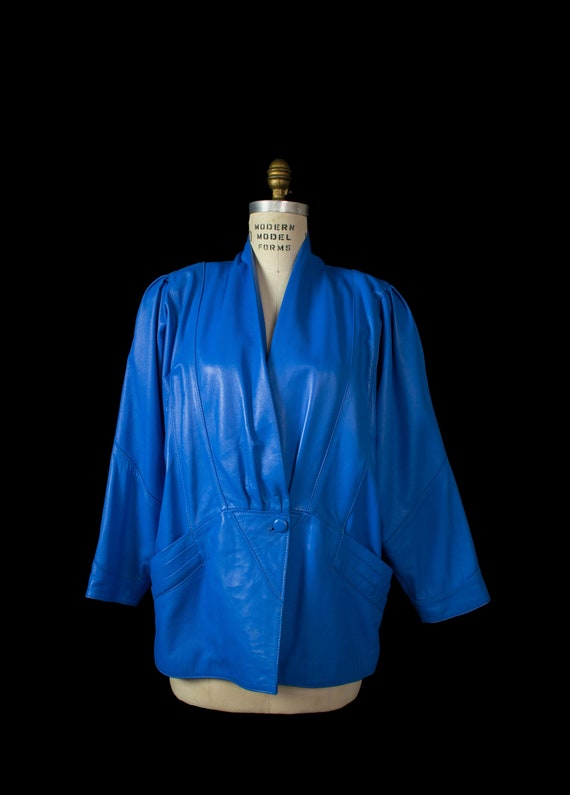 1980s Blue Leather Jacket