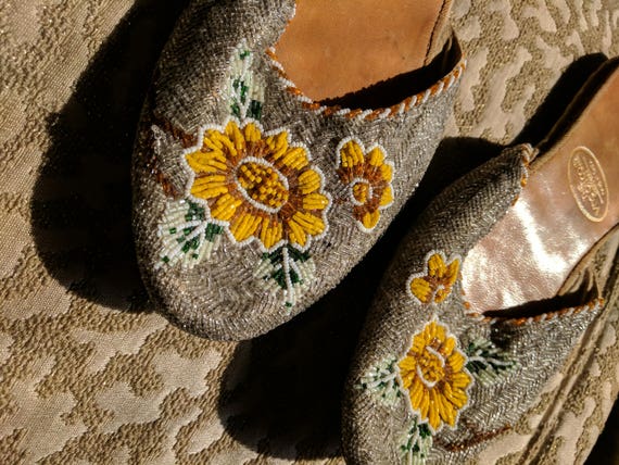1940s Chinese Beaded Slippers Wing On Co Shanghai