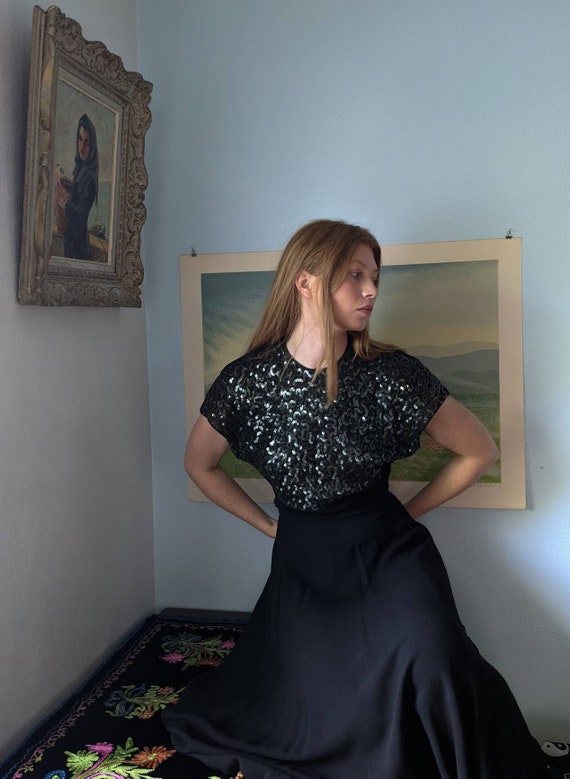 1940s Sequin Mesh Rayon Dress 30 to 32 