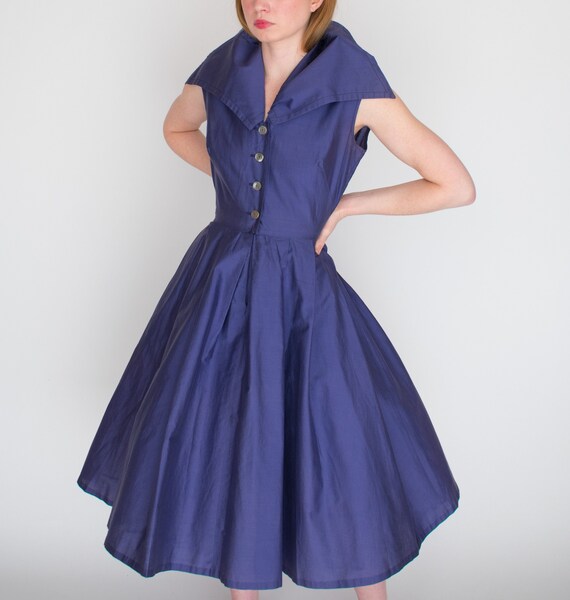 1950s Koret of California Dress Dark Periwinkle La