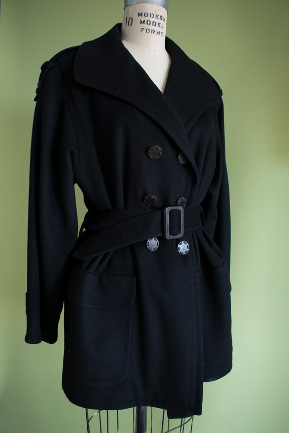 1990s YSL Black Cashmere Wool Belted Coat (RW)