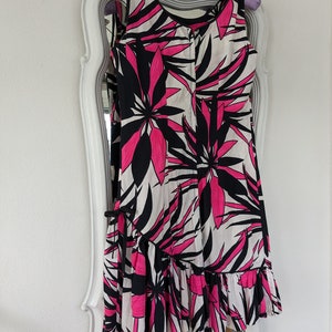 1960s Mod Pink Black Botanical Dress image 4