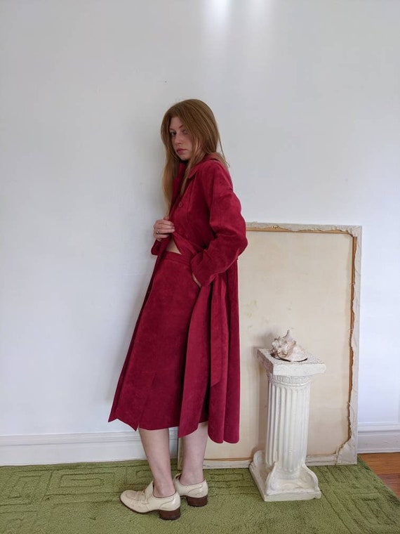 1970s Ultra Suede Trench Coat and Skirt Set by Gi… - image 2