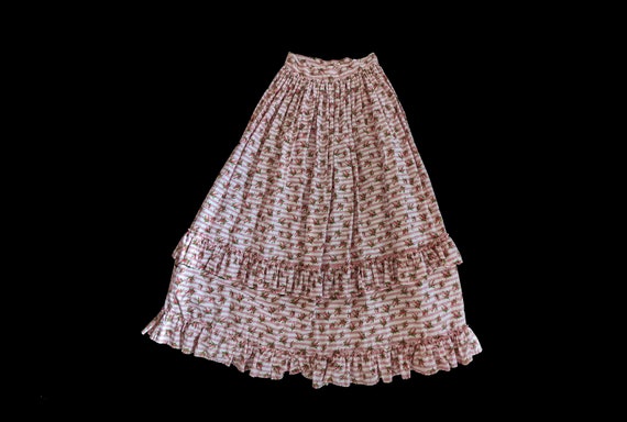 1940s 1950s Rose Print Prairie Ruffle Skirt - image 1