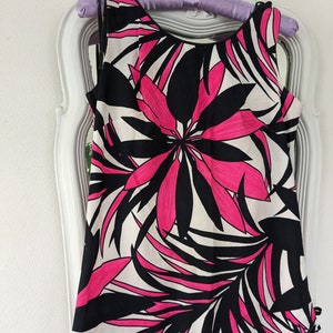 1960s Mod Pink Black Botanical Dress image 2