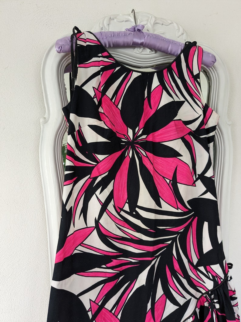 1960s Mod Pink Black Botanical Dress image 2