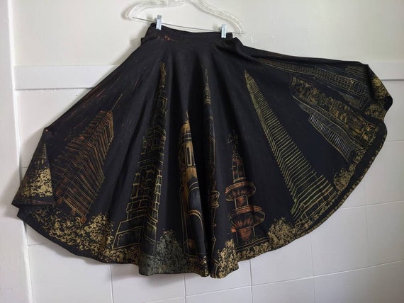 1950s Lavable Mexican Hand Painted Circle Skirt bl