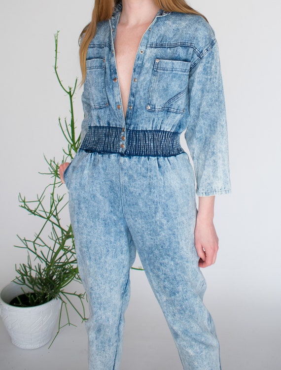 Vintage Acid Wash Denim Jumpsuit