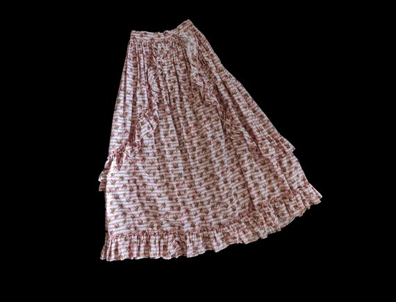 1940s 1950s Rose Print Prairie Ruffle Skirt - image 2