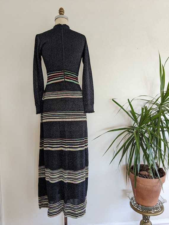 1970s Wenjilli Lurex Knit Maxi Dress Rainbow Stri… - image 7