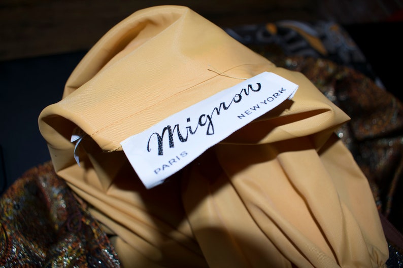 Designer 1960s Golden Metallic Brocade Lame Full Skirt with Velvet Trim MIGNON Paris New York XS SMALL