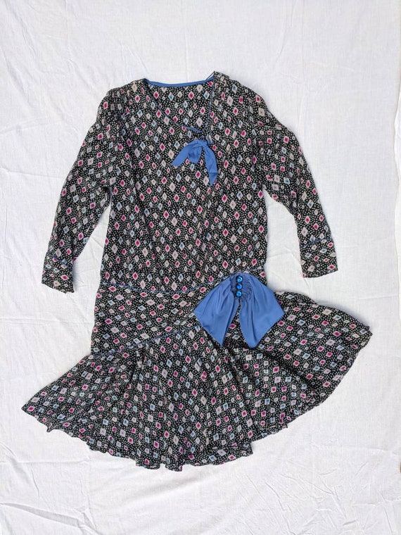 1920s Printed Dress Ikat Eyeball Mushroom Medium