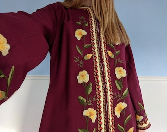 1960s Wool Embroidered Maxi Hippie Jacket Coat