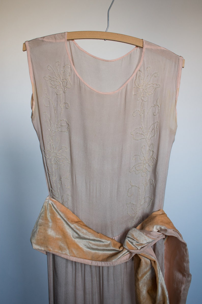 1920s Blush Butterfly Beaded Dress Small Etsy